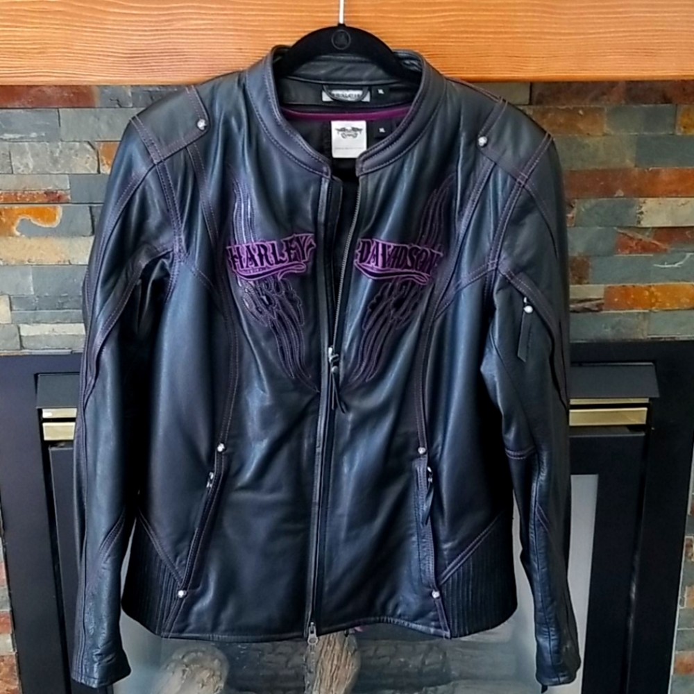 Rare Purple Harley Leather Riding Coat W-XL